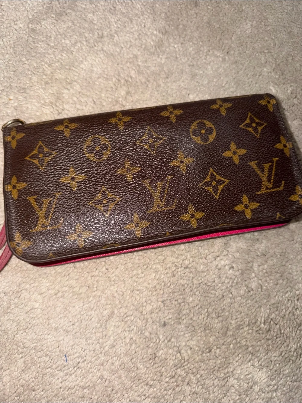 Louis Vuitton Monogram Zip Wallet in Brown with Pink interior rare